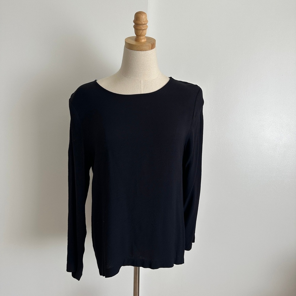 Black Long Sleeve Top Padded Shoulder CHU Womenswear Elegant Casual Blouse Shirt